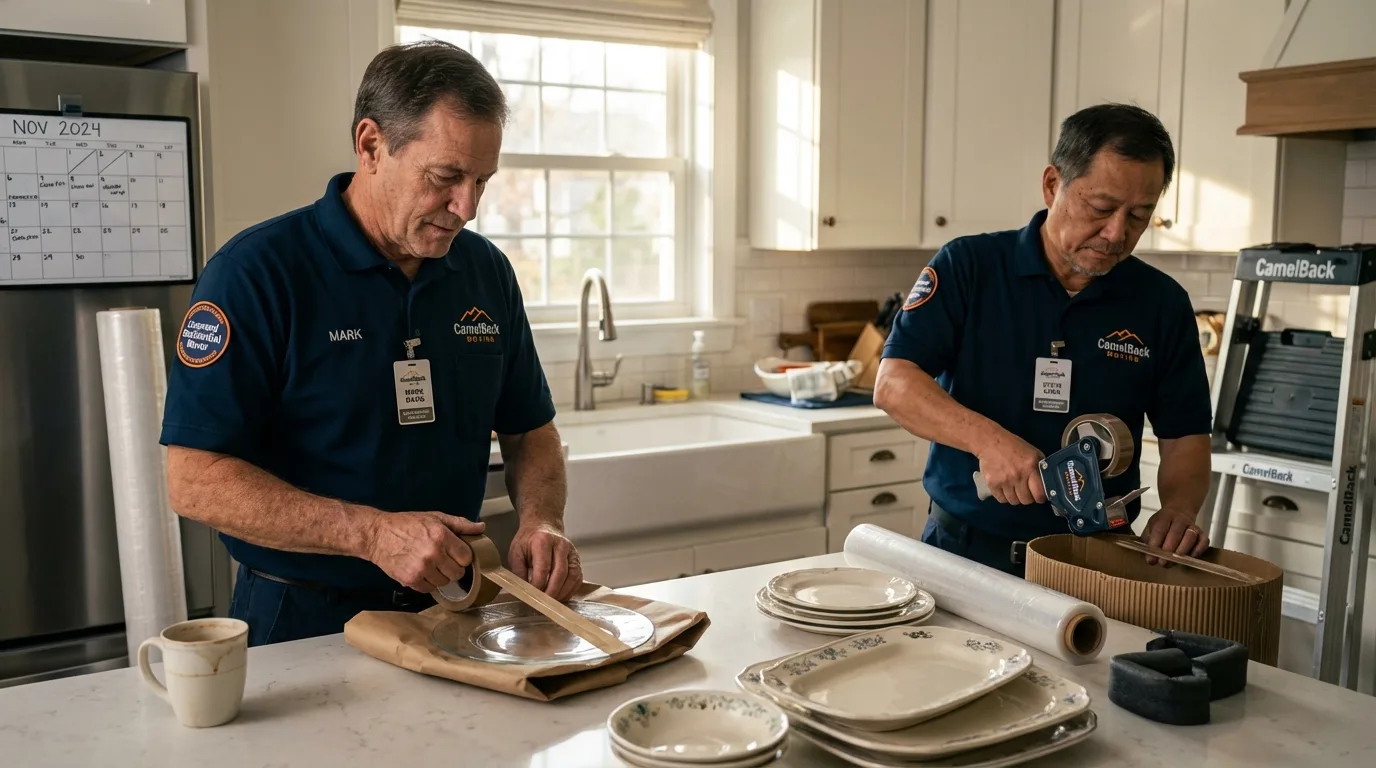Professional crew packing kitchen dishware in Buffalo, WV